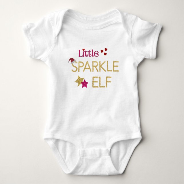 Little Sparkle Elf Weihnachtsspass Baby Strampler (Vorderseite)