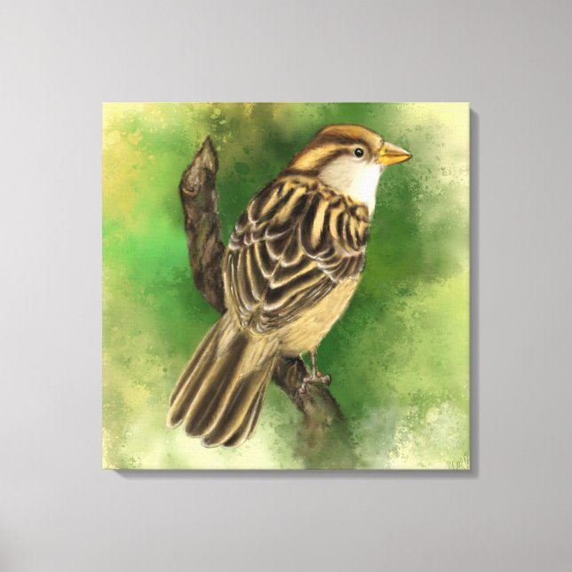 Little Sparrow Canvas Print - Painting - Green Leinwanddruck (Vorderseite)