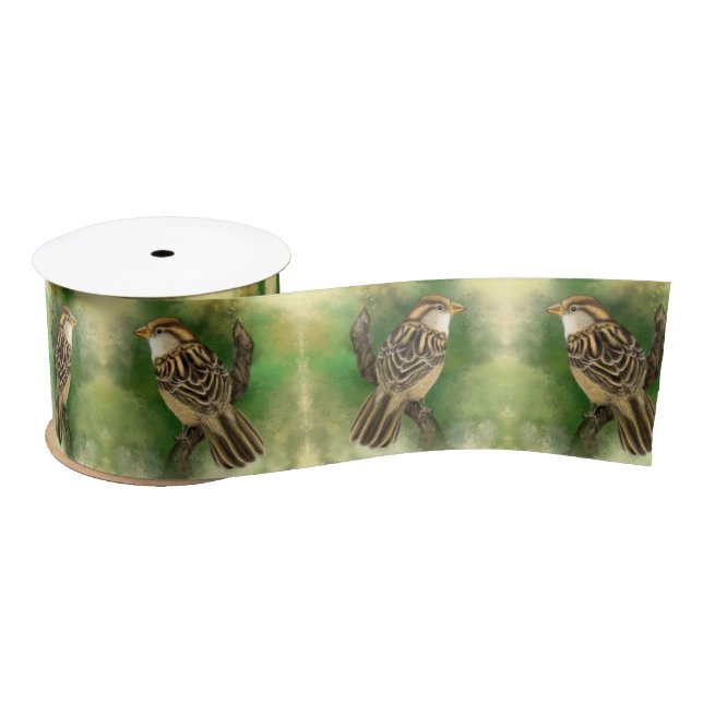 Little Sparrow Satin Ribbon Spring Birds Satinband (Spule)