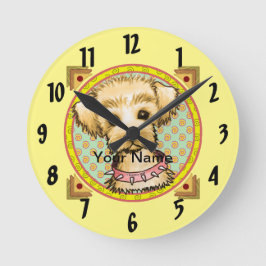 Little Spike Dog Clock Runde Wanduhr