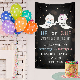 Little Spirit Halloween Ghosts Gender Reveal Party Banner