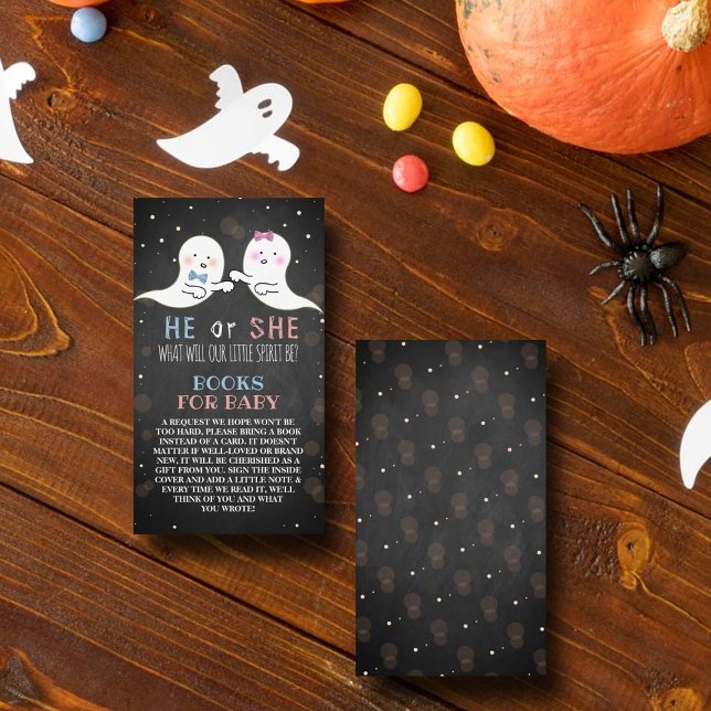 Little Spirit Halloween Ghosts Gender Reveal Party Begleitkarte (Von Creator hochgeladen)