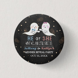 Little Spirit Halloween Ghosts Gender Reveal Party Button