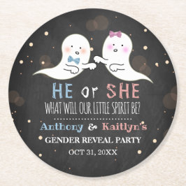 Little Spirit Halloween Ghosts Gender Reveal Party Runder Pappuntersetzer