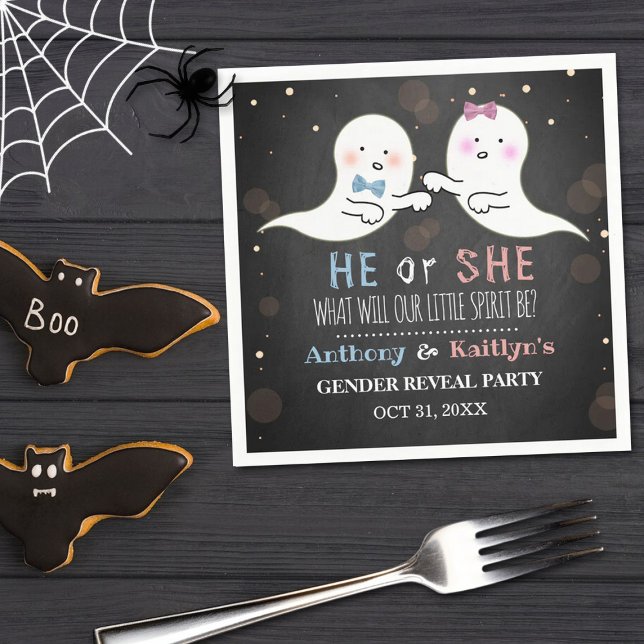 Little Spirit Halloween Ghosts Gender Reveal Party Serviette (Von Creator hochgeladen)