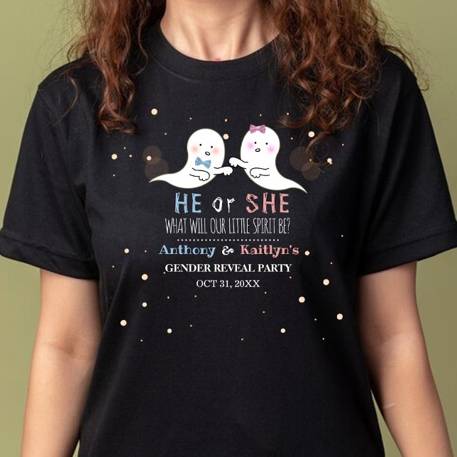 Little Spirit Halloween Ghosts Gender Reveal Party Tri-Blend Shirt (Von Creator hochgeladen)
