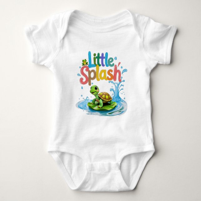 Little Splash Crayon Style Turtle Baby Strampler (Vorderseite)