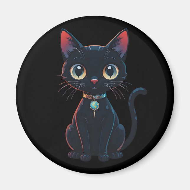Little Spooky Black Cat Magnet (Vorne)