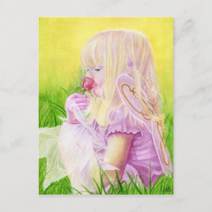 Little Spring Fairy Rose Postcard Postkarte