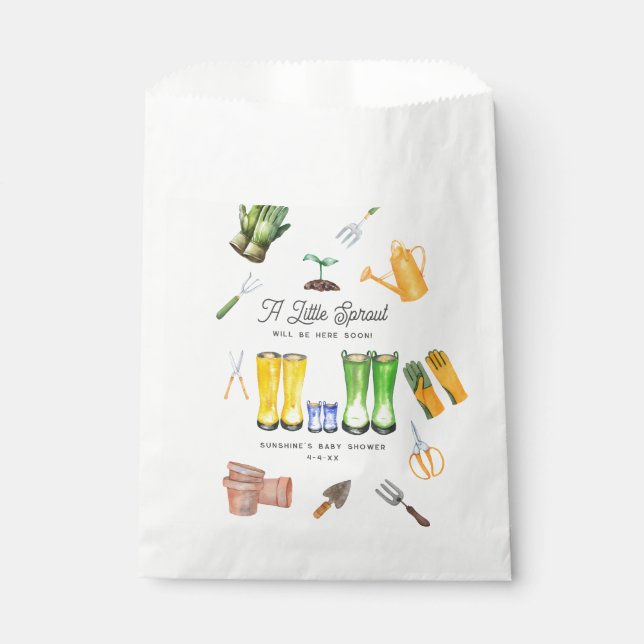 Little Sprout Blue Boots Garden Baby Dusche Geschenktütchen (Vorderseite)