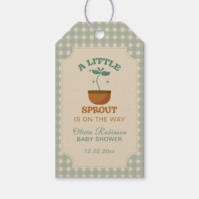 Little Sprouts Garden Party Babydusche Geschenkanhänger (Vorderseite)