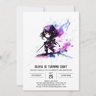 Little Spy Ninja Digital Girl Geburtstag Einladung