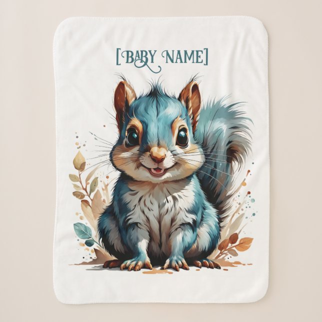 Little Squirrel Blue Personalisiert Sherpadecke (Vorderseite)