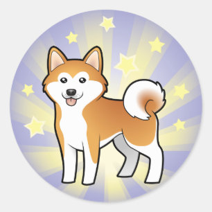 Little Star Akita Inu / Shiba Inu Runder Aufkleber