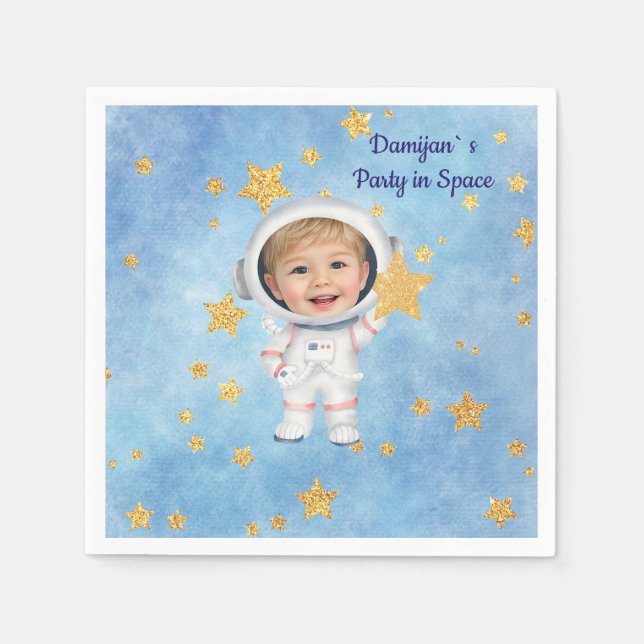 Little Star Astronaut Party Napkin Serviette (Vorderseite)