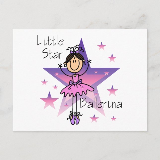 Little Star Ballerina - Braune Haare Postkarte (Vorderseite)