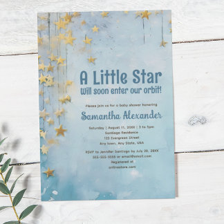 Little Star Blue Babydusche Einladung