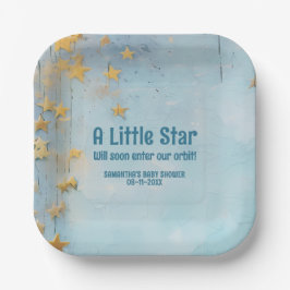 Little Star Blue Babydusche Papierplatte Pappteller