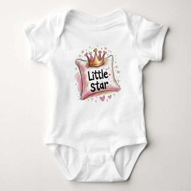 Little Star Crayon Style Kissen und Krone Baby Strampler (Vorderseite)
