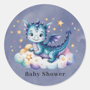Little Star Dragon Boy Baby Dusche Runder Aufkleber