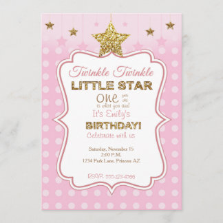 Little Star - Einladung zum Geburtstag in Rosa und