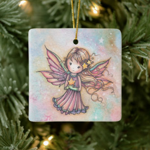 Little Star Fairy Niedliche Whimsikkunst Keramikornament