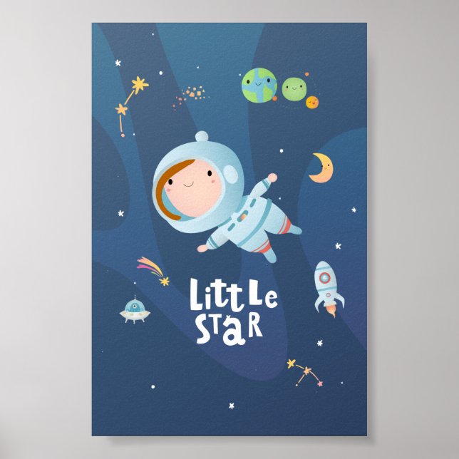 Little Star Girl Astronaut Poster (Vorne)