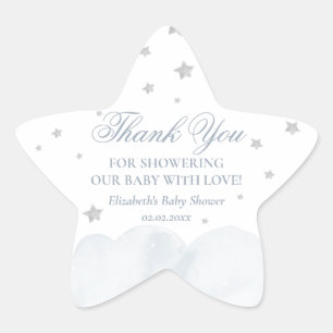 Little Star Gray Blue Baby Dusche Vielen Dank Stern-Aufkleber