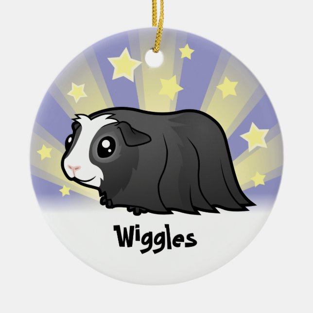 Little Star Guinea Pig (langes Haar) Keramik Ornament (Vorne)