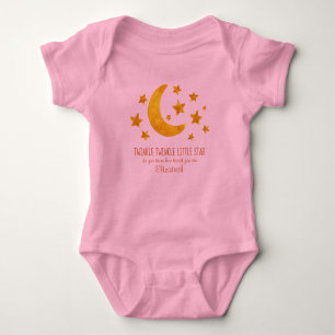 Little Star Name Moon & Star Watercolor Whimsical  Baby Strampler