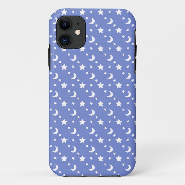 Little Stars and Moons Pattern auf blau Case-Mate iPhone Hülle (Rückseite)