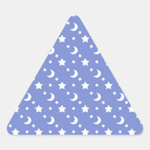 Little Stars and Moons Pattern auf blau Dreieckiger Aufkleber