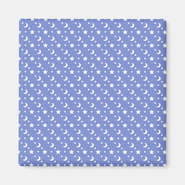 Little Stars and Moons Pattern auf blau Magnet (Vorne)