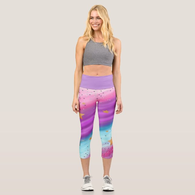 Little Stars Rainbow High Waisted Capris (Vorderseite)