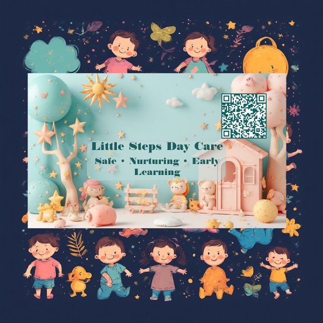 Little Steps Day Care Small Business QR Code  Visitenkarte (Little Steps Day Care Small Business QR Code Business Card)