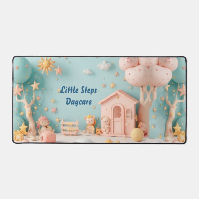 Little Steps Daycare Pastel Greenery Personalized Schreibtischunterlage (Vorderseite)