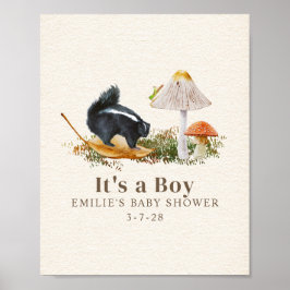 Little Stinker Woodland Skunk Boy Baby Shower Poster