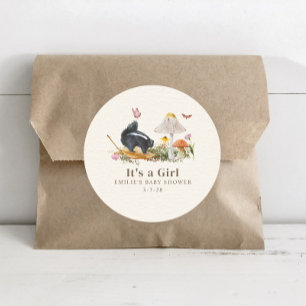 Little Stinker Woodland Skunk Girl Baby Shower Runder Aufkleber