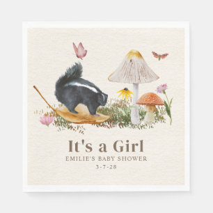 Little Stinker Woodland Skunk Girl Baby Shower Serviette