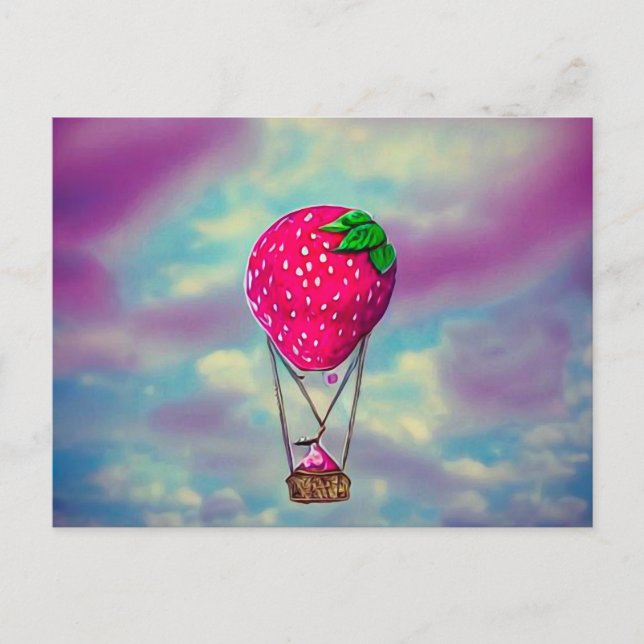 Little Strawberry Hot Air Ballon Postkarte (Vorderseite)