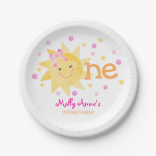 Little Sunshine 1. Geburtstagskind Pink Gelb Pappteller
