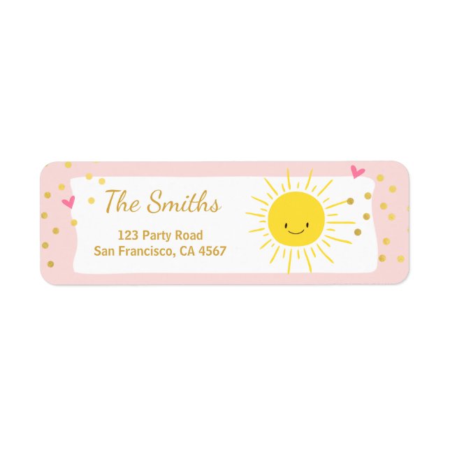 Little sunshine Address Labels Summer Pink Gold (Vorne)