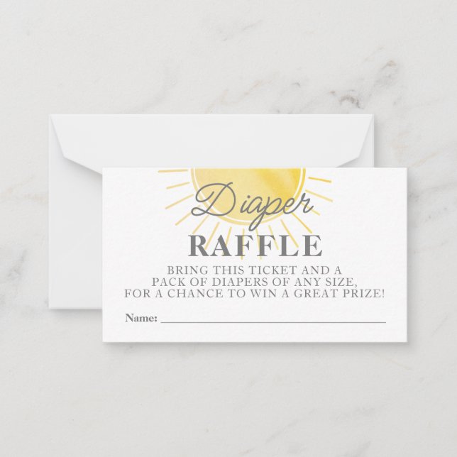 Little Sunshine Baby Duwer Windel Raffle Card Mitteilungskarte (Vorderseite)