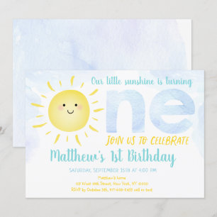 Little Sunshine Boy First Geburtstag Einladung