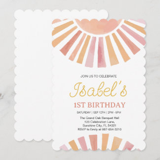 Little Sunshine Erster Geburtstag, Sonnenschein 1. Einladung