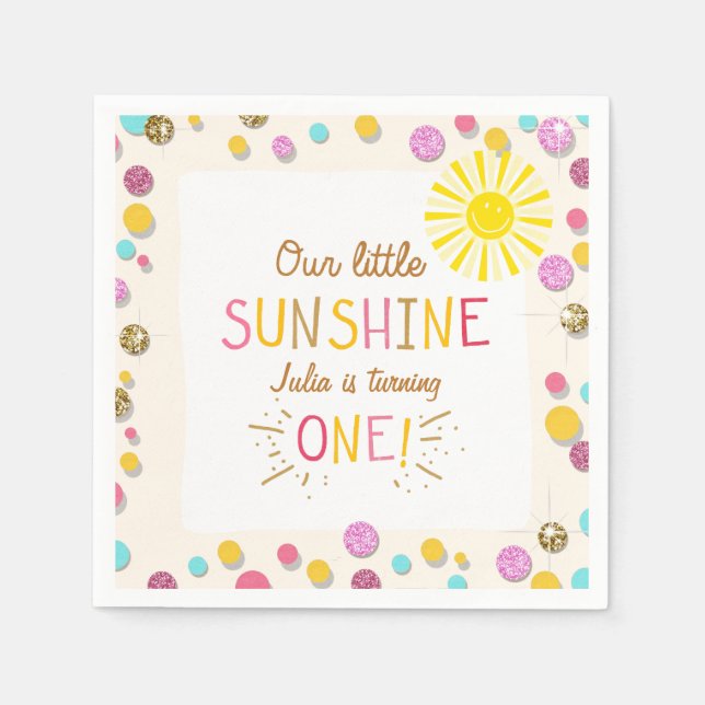 Little sunshine Paper Napkin Pink Gold Lemonade Serviette (Vorderseite)