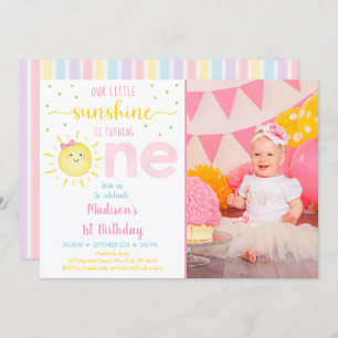 Little Sunshine Pastel Pink Gold Zum Geburtstag Einladung