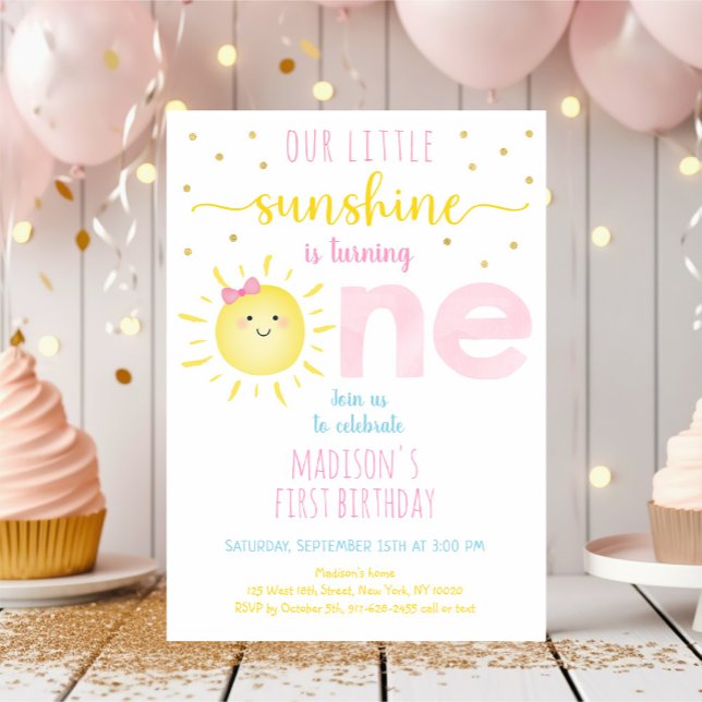 Little Sunshine Pink Gold Erstgeburt Einladung (Von Creator hochgeladen)