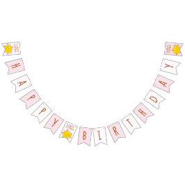 Little Sunshine Pink Polka Dots Baby 1st Birthday Wimpelkette