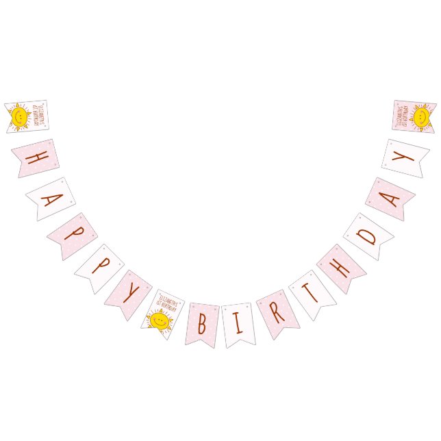 Little Sunshine Pink Polka Dots Baby 1st Birthday Wimpelkette (Alle)